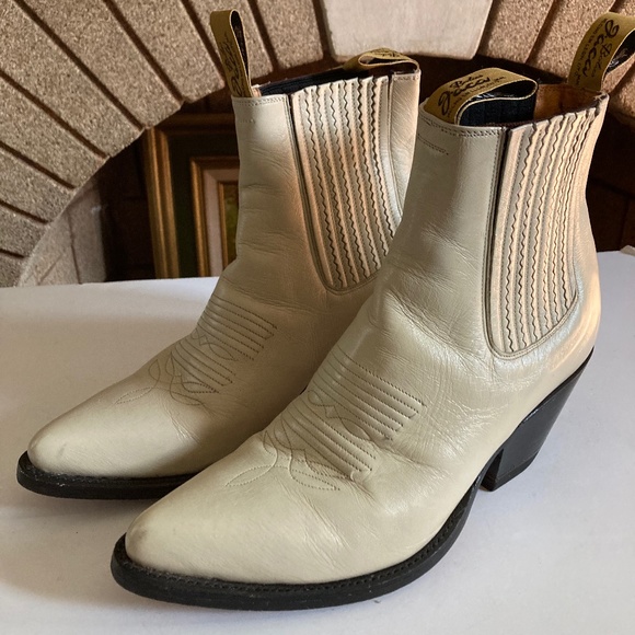 Botas Jaca Cream Color Ankle Cowboy Boots Women’s Size 8 - Picture 1 of 10